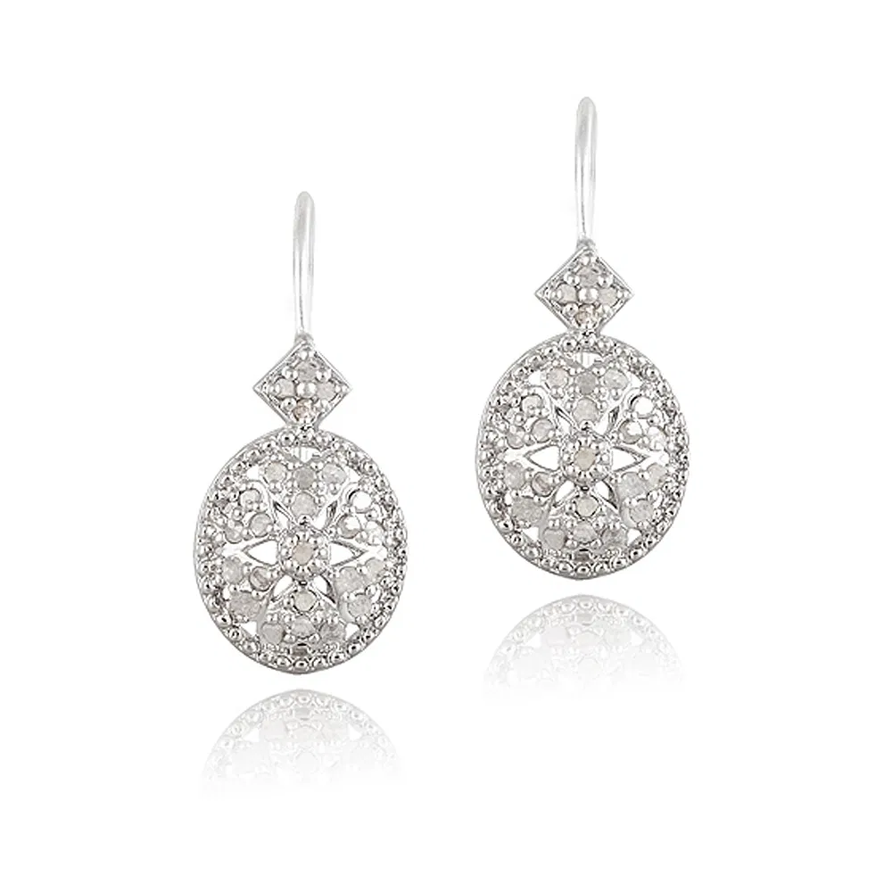 1/2ct Diamond Filigree Oval Leverback Earrings - Grocery