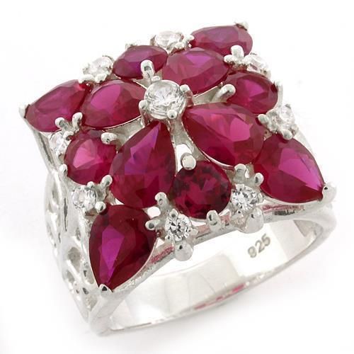 LOAS1128 - High-Polished 925 Sterling Silver Ring with AAA Grade CZ in Siam - Grocery