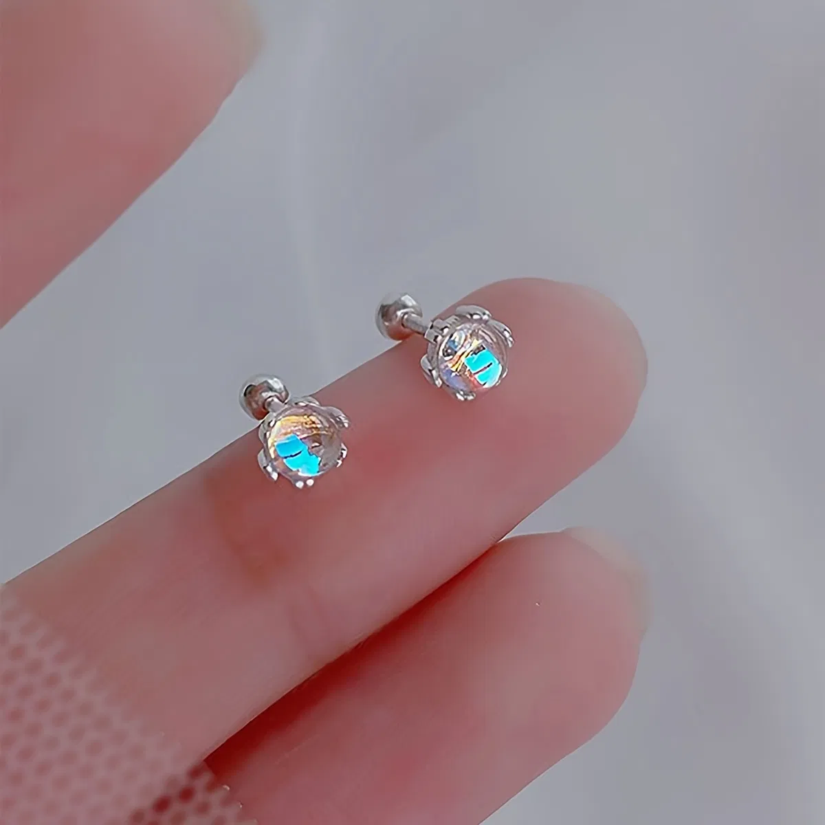 Moonstone Stud Earrings For Women Delicate Jewelry 1Pair - Grocery