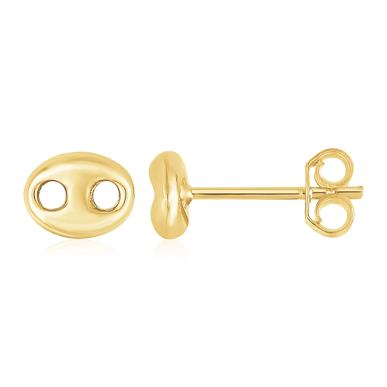 14K Yellow Gold Mariner Link Button Earrings - Grocery