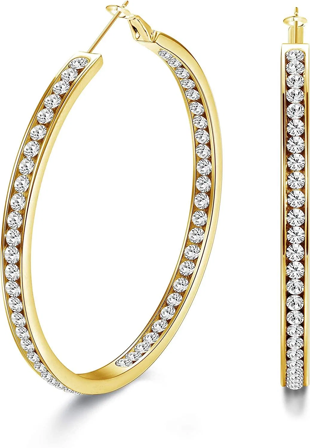 50MM Big Hoop Earrings for Women Cubic Zirconia Large CZ Hoop Earring Fashion jewelry - Grocery