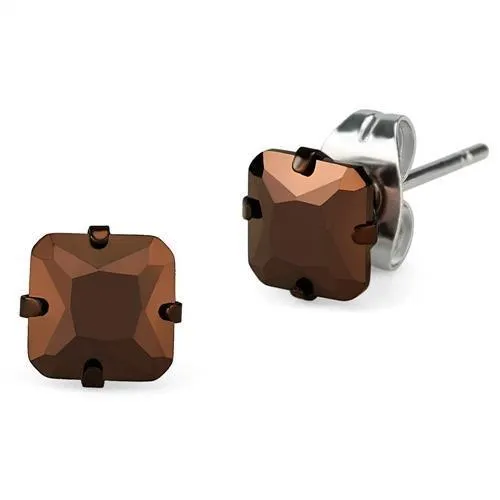 TK2584 - Two Tone IP Light Brown (IP Light coffee) Stainless Steel Earrings with AAA Grade CZ in Light Coffee - Grocery