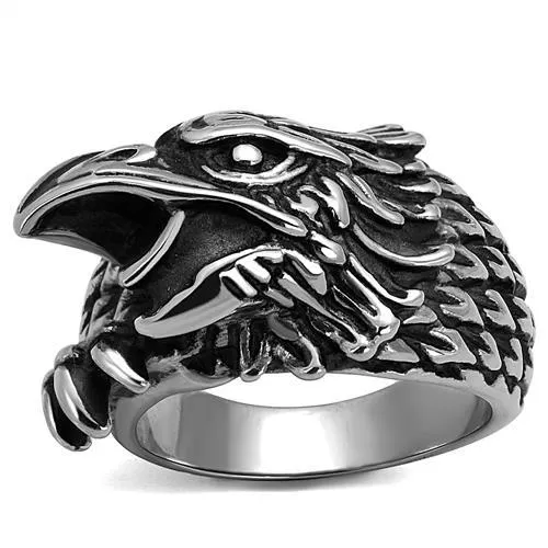 TK2515 - High polished (no plating) Stainless Steel Ring with Epoxy in Jet - Grocery