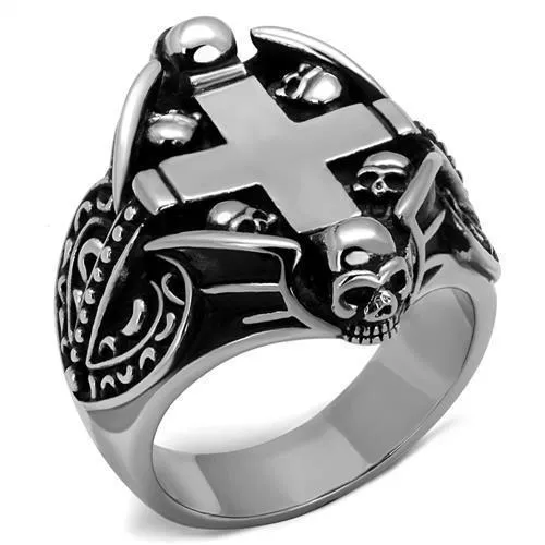 TK2506 - High polished (no plating) Stainless Steel Ring with Epoxy in Jet - Grocery