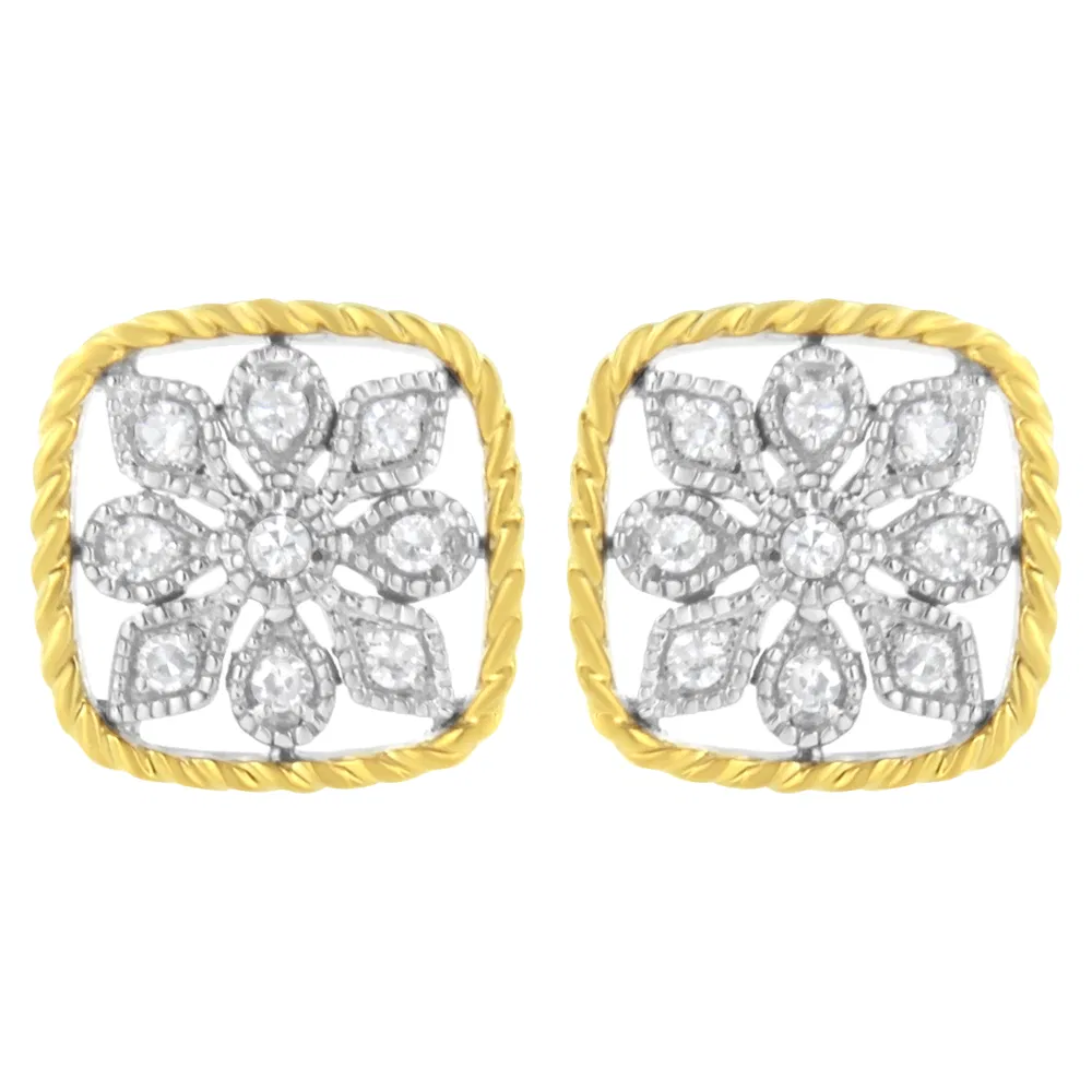10K Yellow Gold Plated .925 Sterling Silver 1/4 cttw Diamond