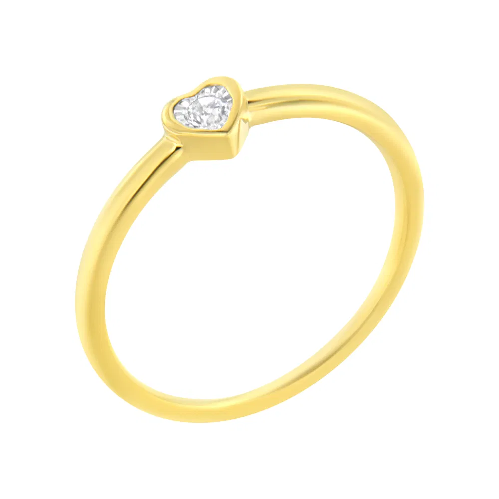 14K Yellow Gold Plated .925 Sterling Silver Miracle Set Diamond Accent Heart Shaped Promise Ring (J-K Color, I1-I2 Clarity) - Grocery