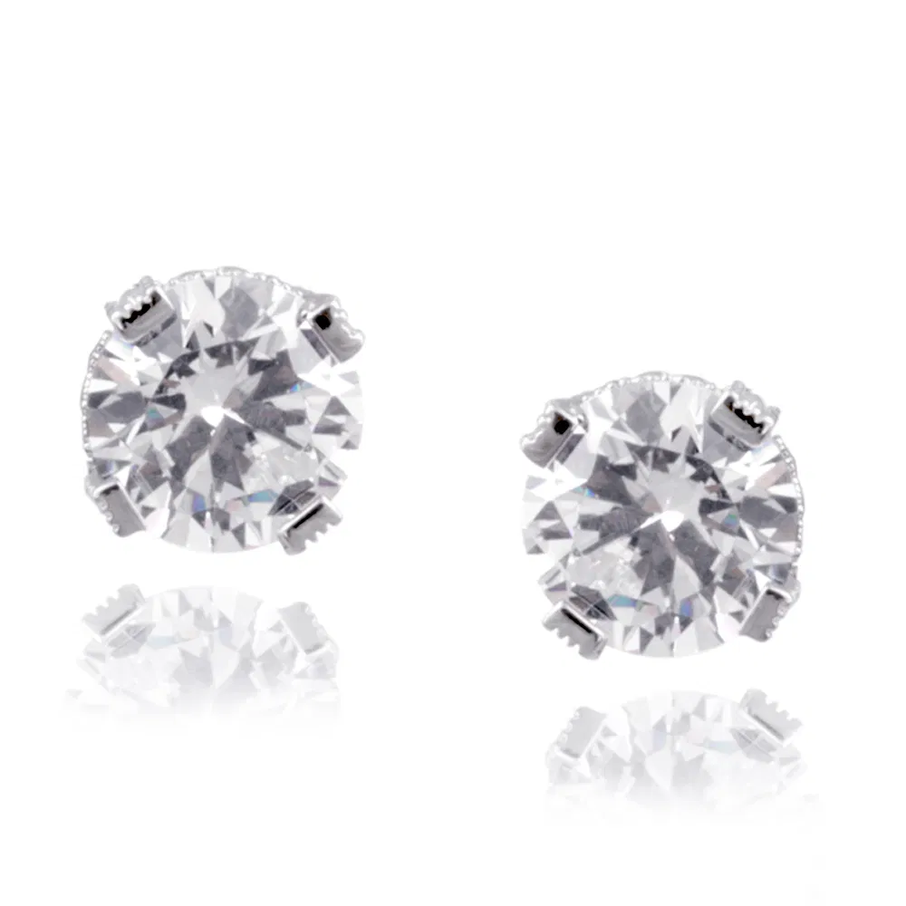 Sterling Silver 7.7ct CZ Round Estate Studs - Grocery