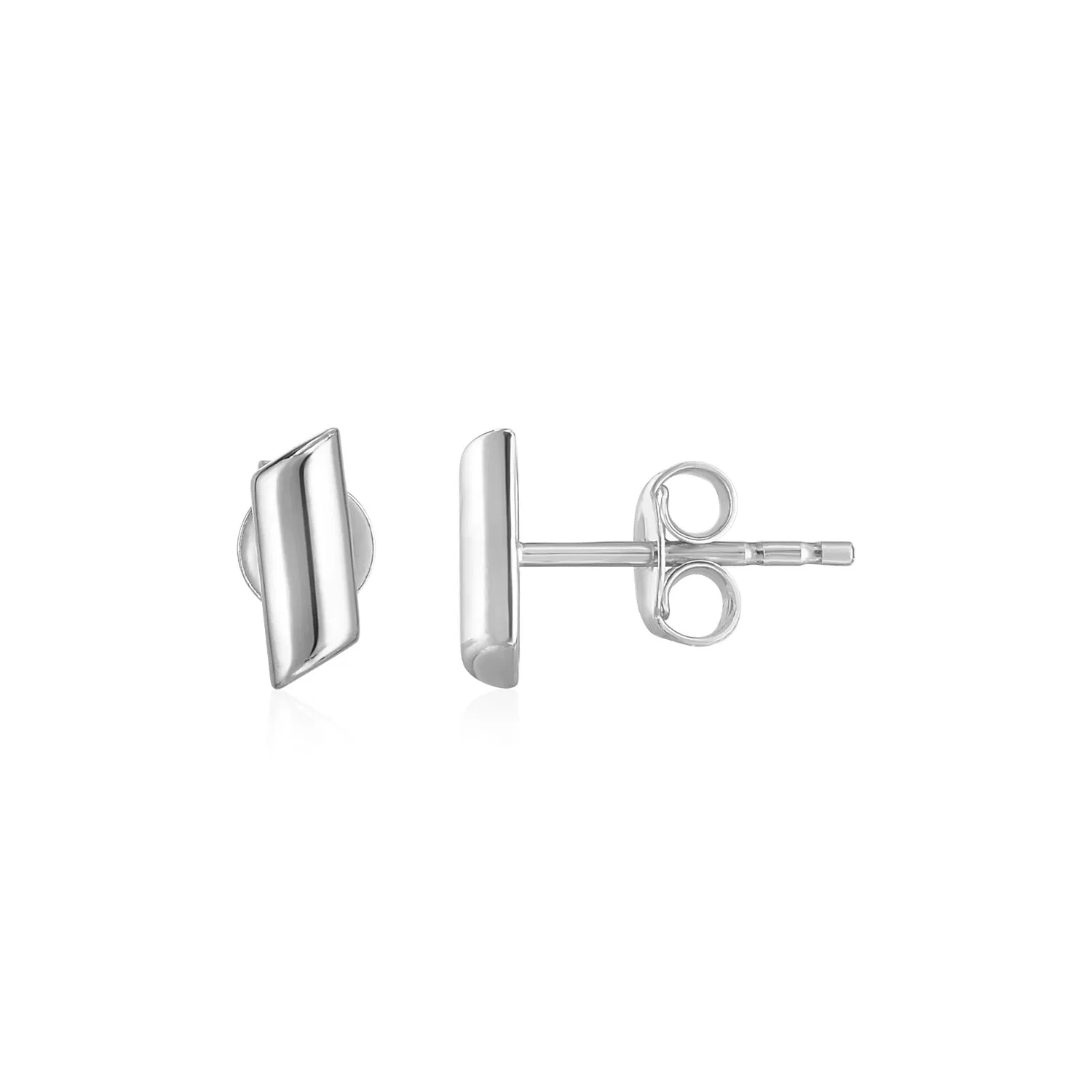 14k White Gold Polished Rectangular Post Earrings - Grocery