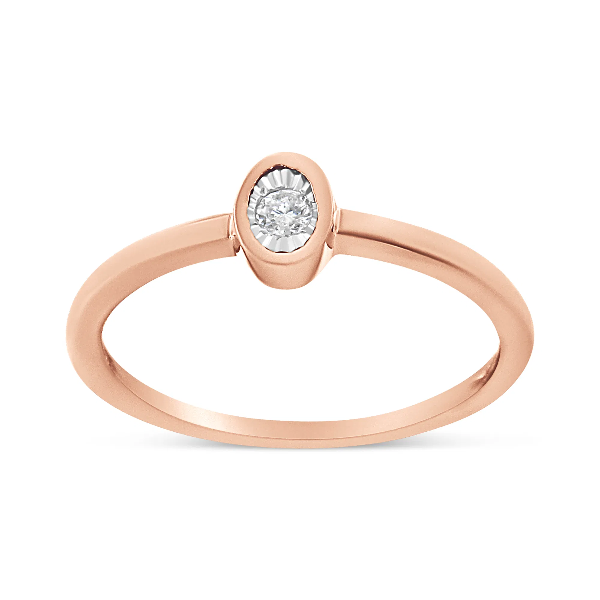14K Rose Gold Plated .925 Sterling Silver 1/20 Cttw Miracle Set Diamond Ring (J-K Color, I1-I2 Clarity) - Grocery
