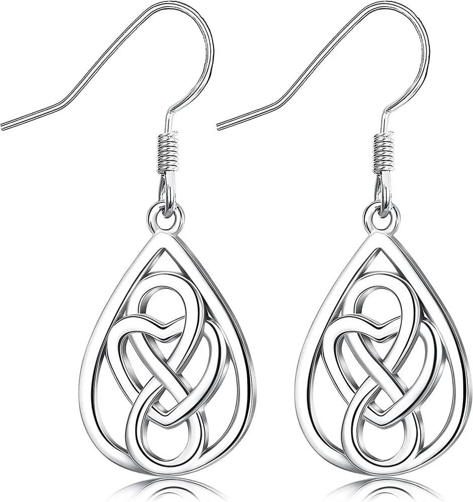 925 Sterling Celtic Dangle Earrings for Women Good Luck Irish Celtic Knot Drop earrings Vintage Celtic for Her - Grocery