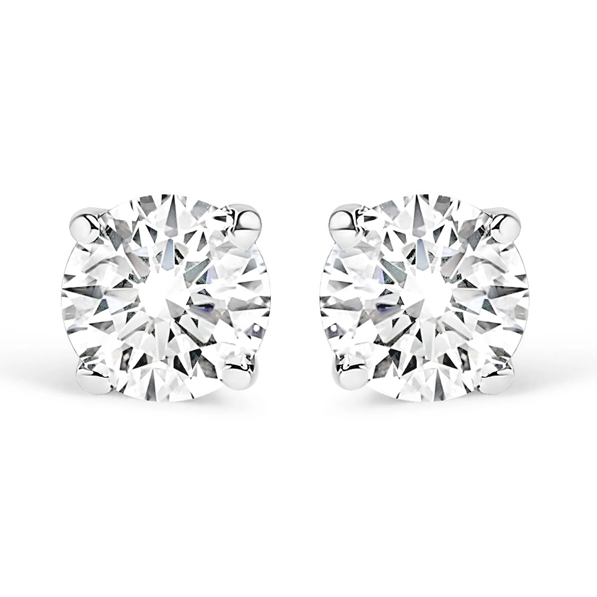 .925 Sterling Silver Miracle Set Princess-cut Diamond Solitaire Stud Earrings (I-J Color, SI1-SI2 Clarity) - Grocery