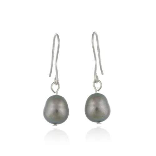 Sterling Silver Baroque Freshwater Cultured Grey Pearl Earrings - Grocery