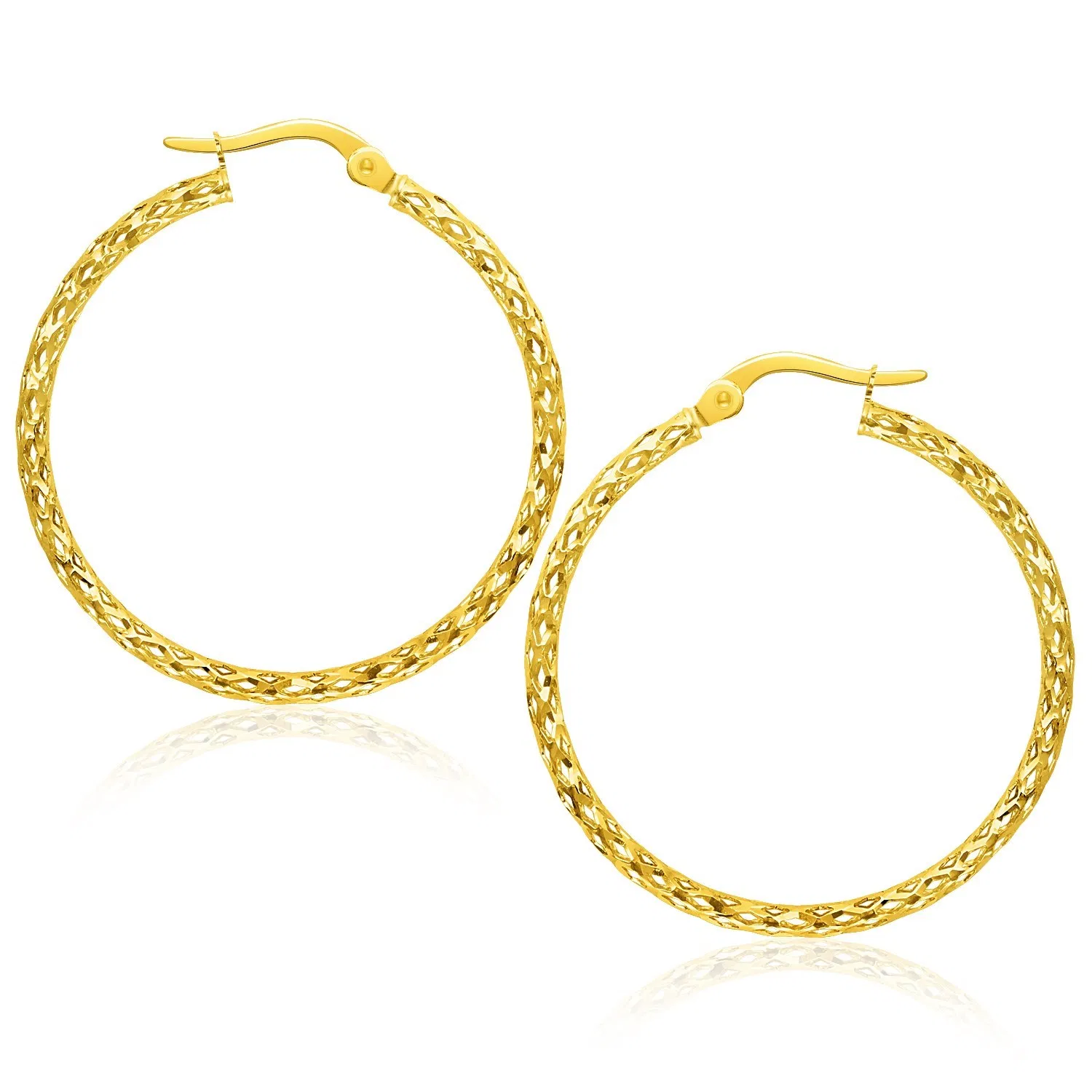 Large Textured Hoop Earrings in 10k Yellow Gold - Grocery