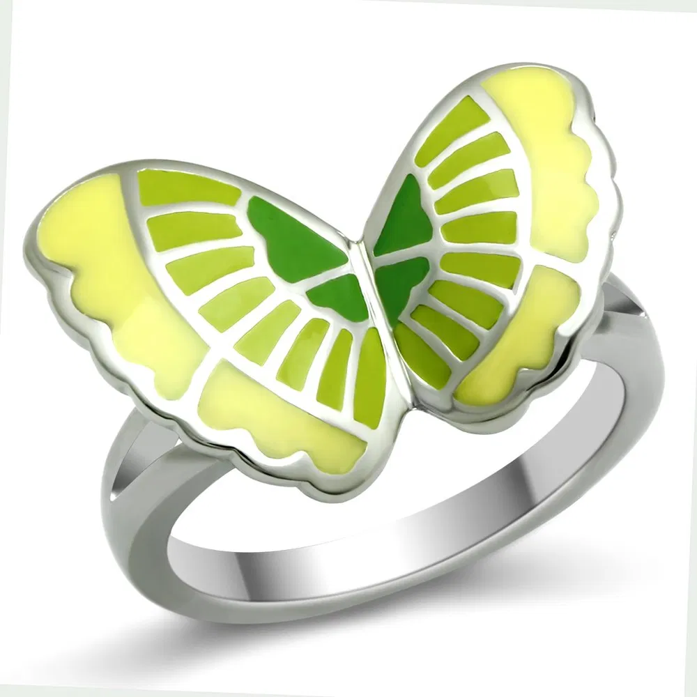 TK267 - High polished (no plating) Stainless Steel Ring with Epoxy in No Stone - Grocery
