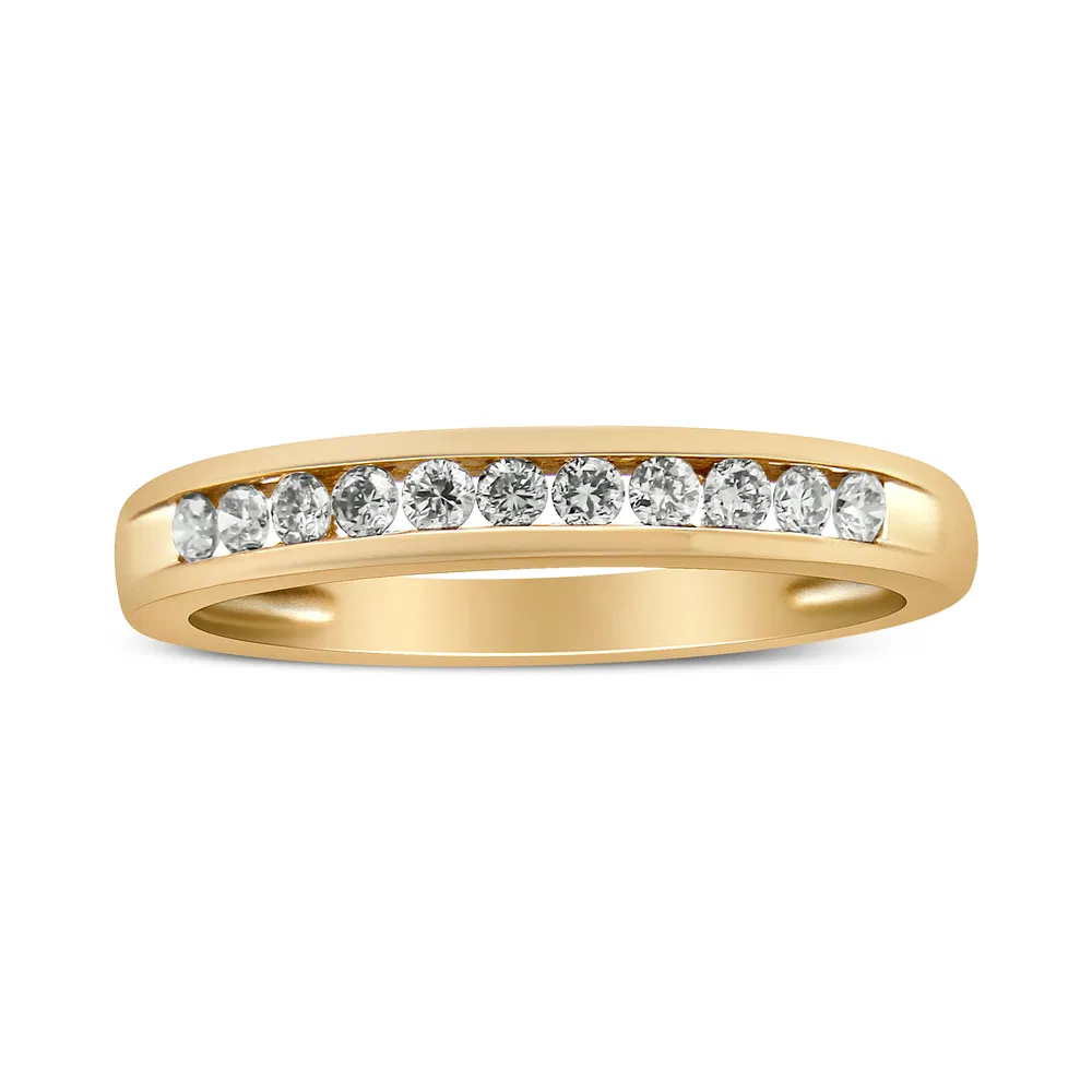 IGI Certified 1/4 Cttw Diamond 10K Yellow Gold Channel Set Band Style Ring (J-K Color, I2-I3 Clarity) - Grocery
