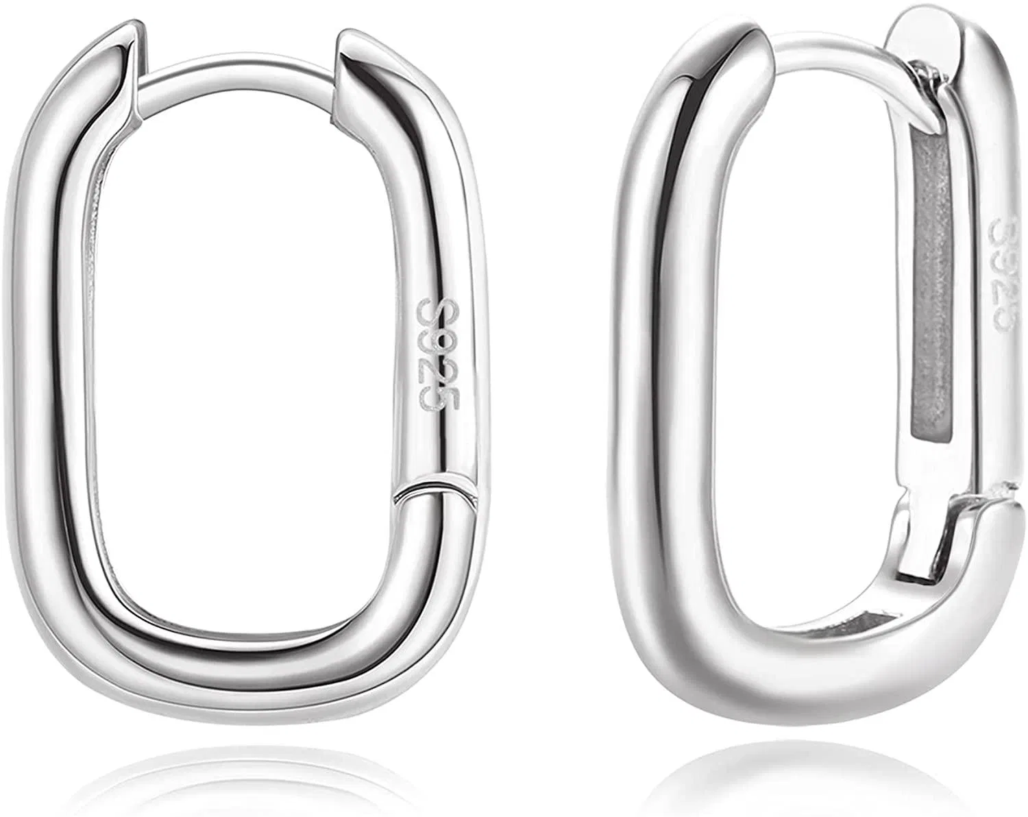 925 Sterling Geometry Hoop Earrings for Women Men 14K Hypoallergenic Small Sleeper Square Rectangle Star Heart Huggies Hoops - Grocery