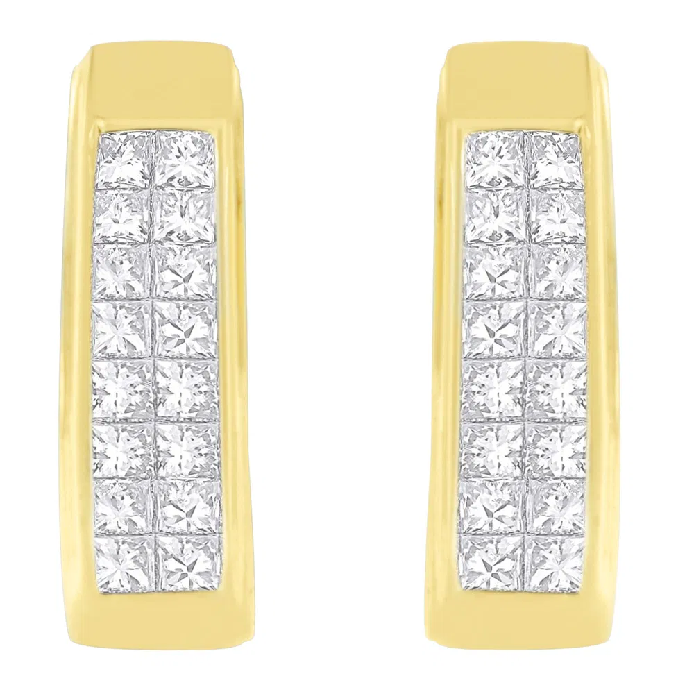14K Yellow Gold 1 cttw Princess Cut Diamond Earrings (H-I, VS1-VS2) - Grocery