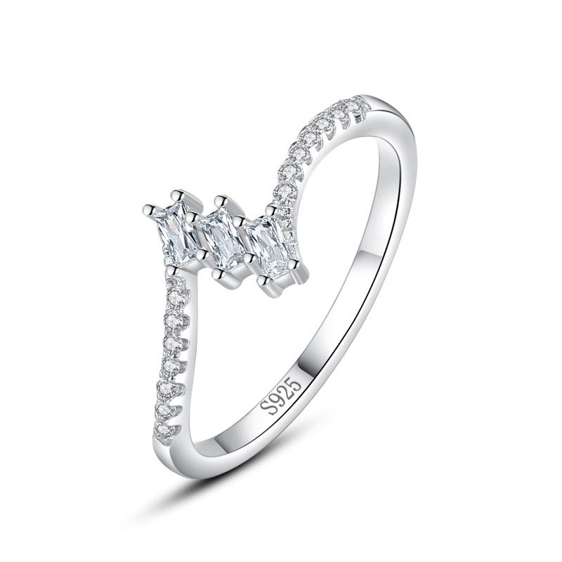 Sterling Silver Niche Design Diamond Cube Sugar Index Ring - Grocery