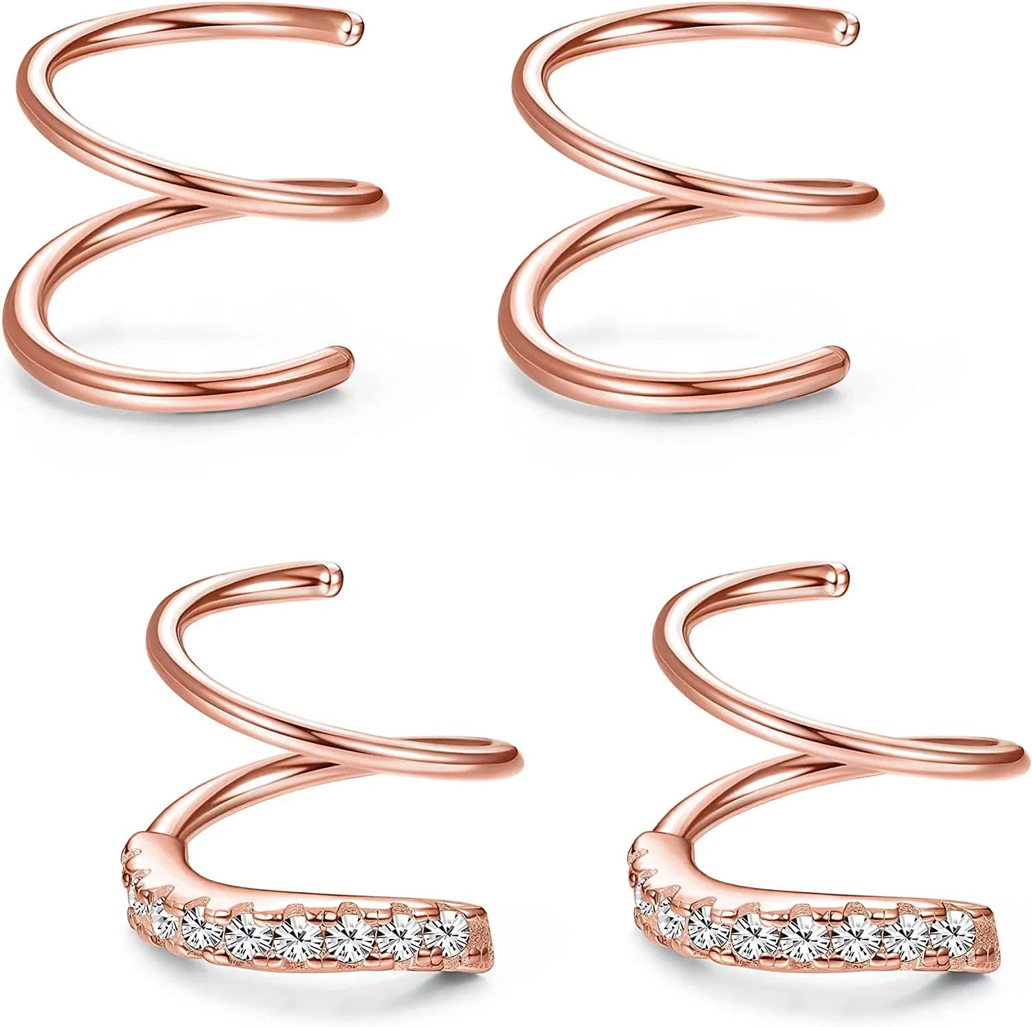 2Pairs 925 Sterling Minimalist Twist Wrap Crawler Earrings Climber Cuff Earrings for Women Cartilage Wrap Ear Piercing Hypoallergenic Earrings - Grocery