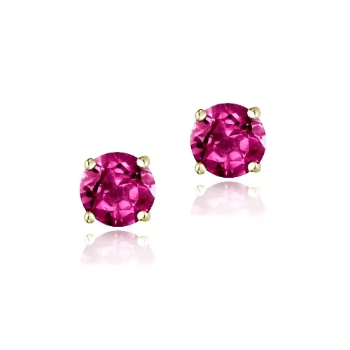 Sterling Silver .7ct Created Ruby Stud Earrings, 4mm - Grocery
