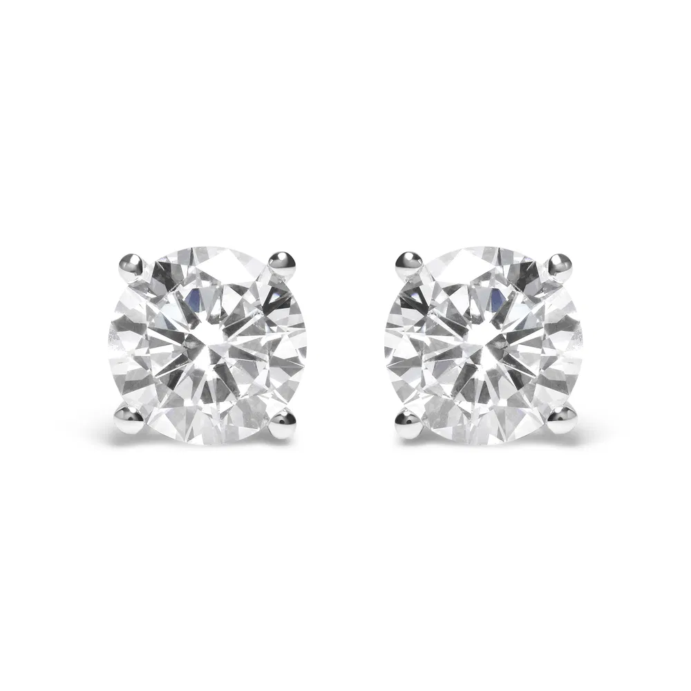 IGI Certified 14K White Gold 5.00 Cttw Round Brilliant-Cut Lab Grown Diamond Classic 4-Prong Stud Earrings with Screw Backs (F-G Color, SI1 Clarity) - Grocery
