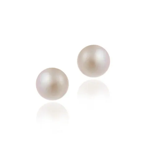 Sterling Silver Freshwater Cultured 7-7.5mm Pink Pearl Stud Earrings - Grocery