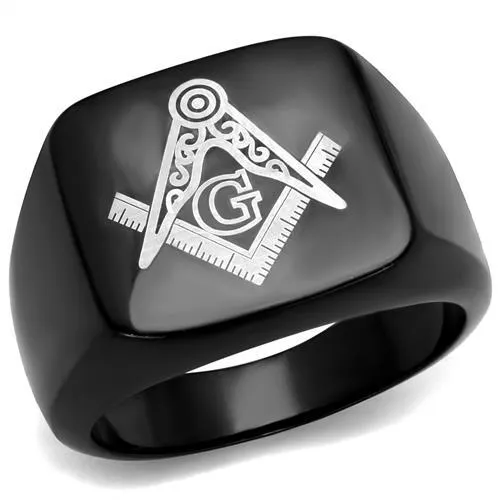 TK2227 - IP Black(Ion Plating) Stainless Steel Ring with No Stone - Grocery