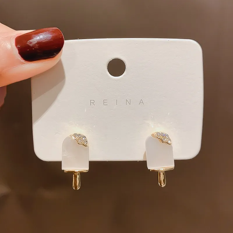 S925 Silver Needle Fashion Diamond-encrusted Ice Cream Studs - Grocery