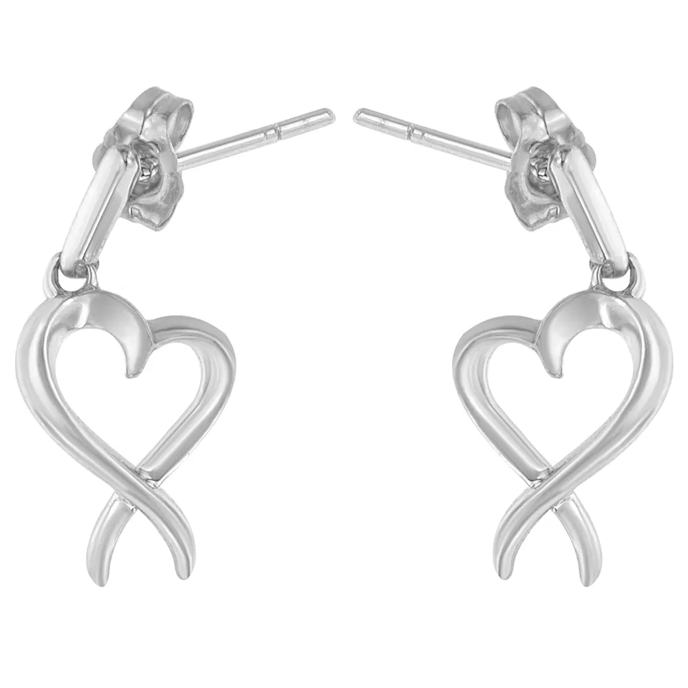 Sterling Silver Dangle-Heart Earrings - Grocery