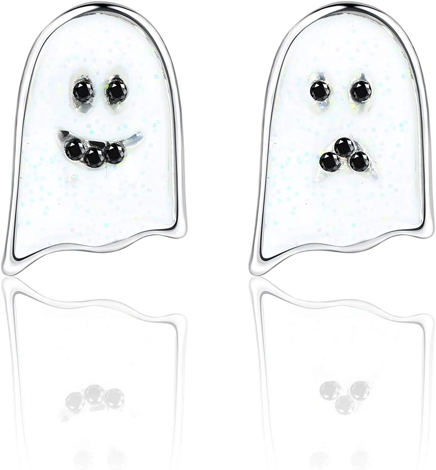 Halloween Element Crystal Earrings for Women Men Austria crystal Ghost Spider Bat Earrings Stainless Steel Stud Earrings Halloween Party Jewelry - Grocery