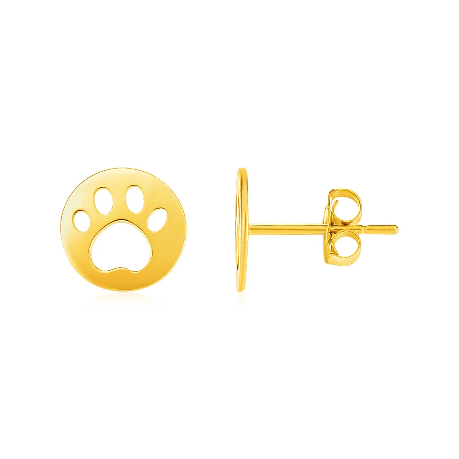 14k Yellow Gold Post Earrings with Paw Prints - Grocery