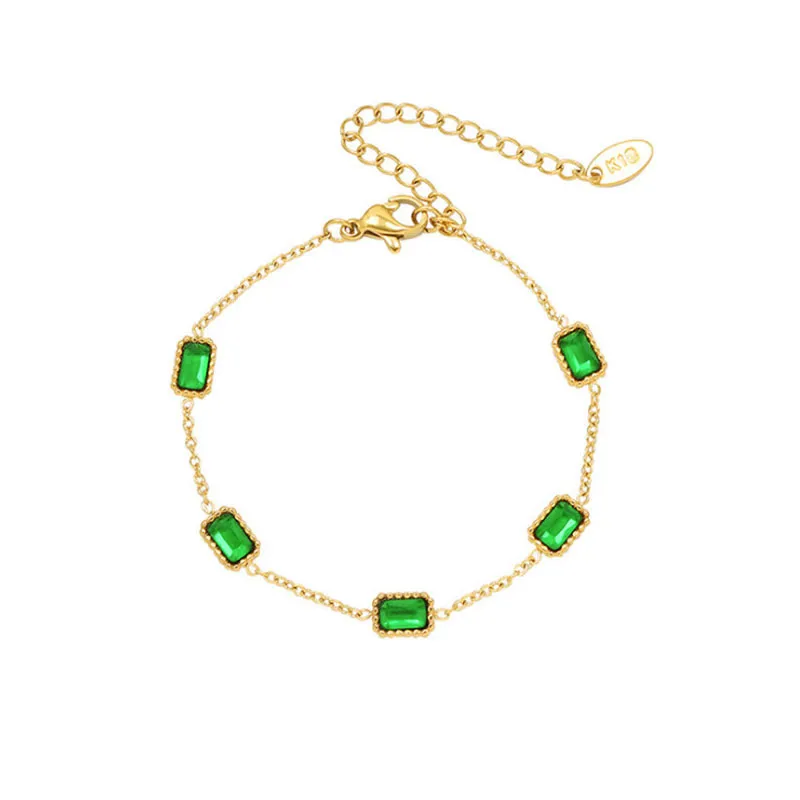 Women's Emerald Zircon Titanium Bracelet - Grocery