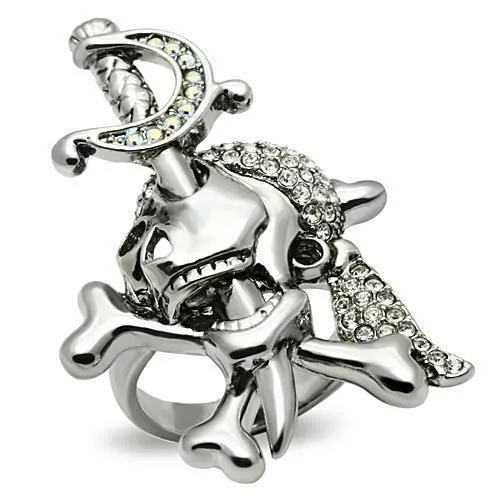 3W003 - Ruthenium White Metal Ring with Top Grade Crystal in Clear - Grocery