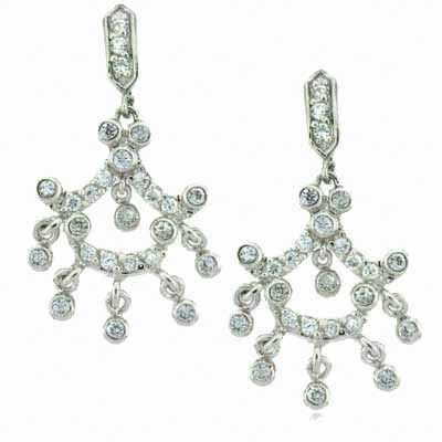Sterling Silver CZ Chandelier Earrings - Grocery