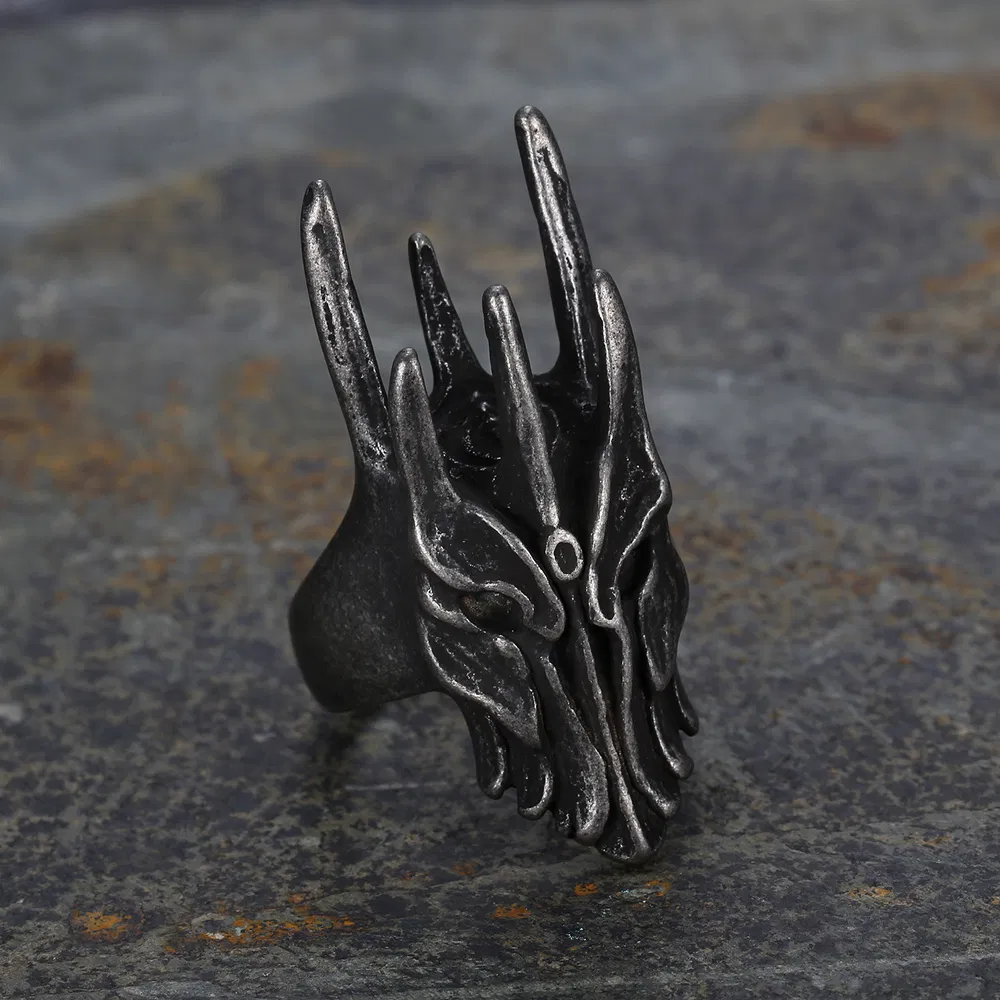 Finger Tiger Skull Titanium Steel Men's Ring - Grocery