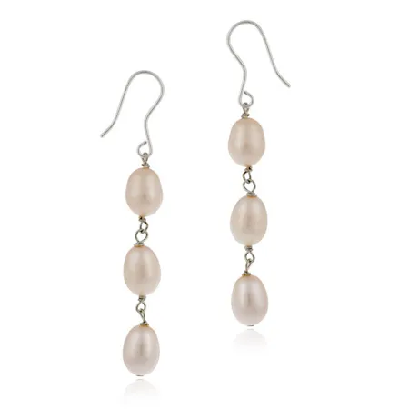 Sterling Silver Pink Freshwater Cultured Baroque Pearl Dangle Earrings - Grocery