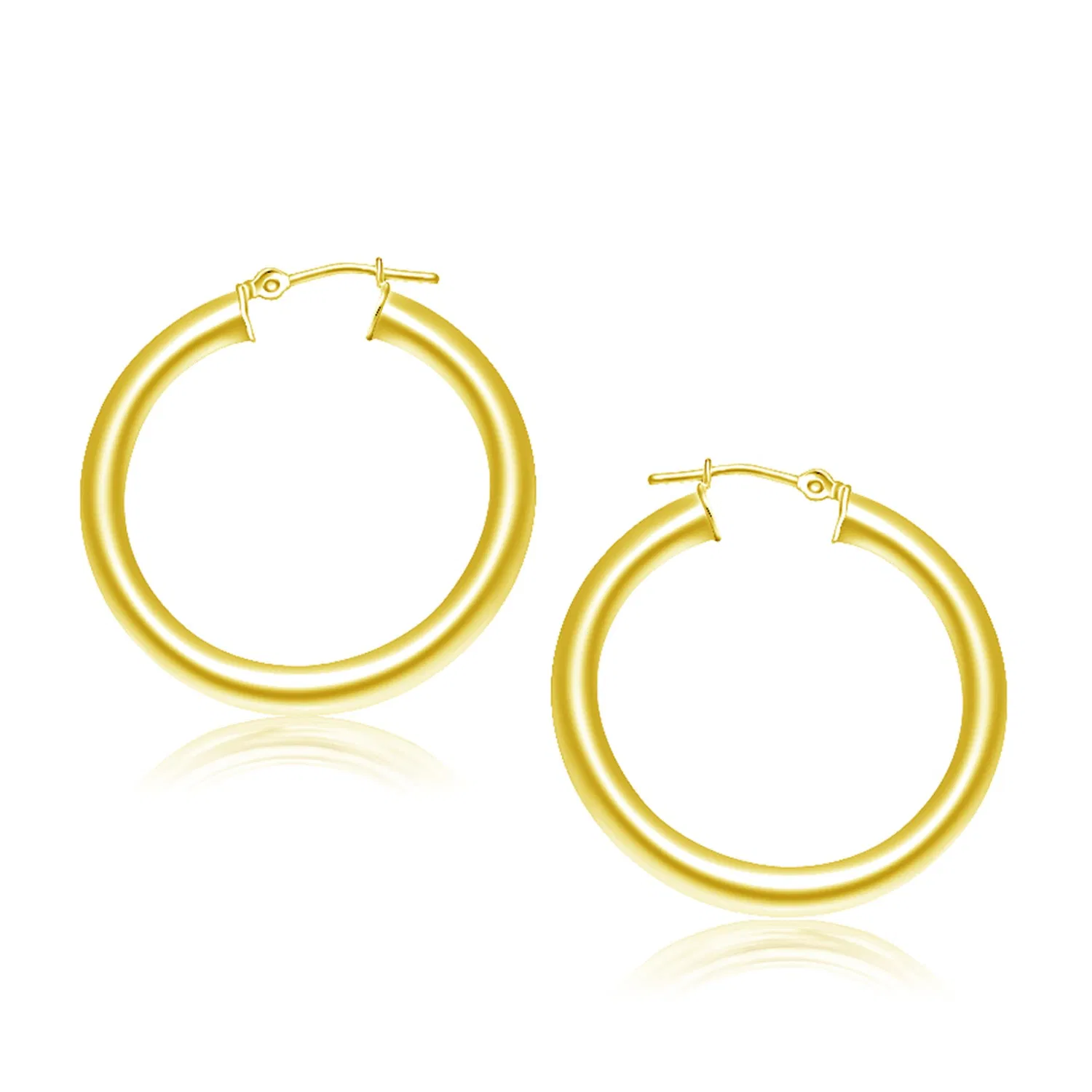 14k Yellow Gold Polished Hoop Earrings (4x30 mm) - Grocery