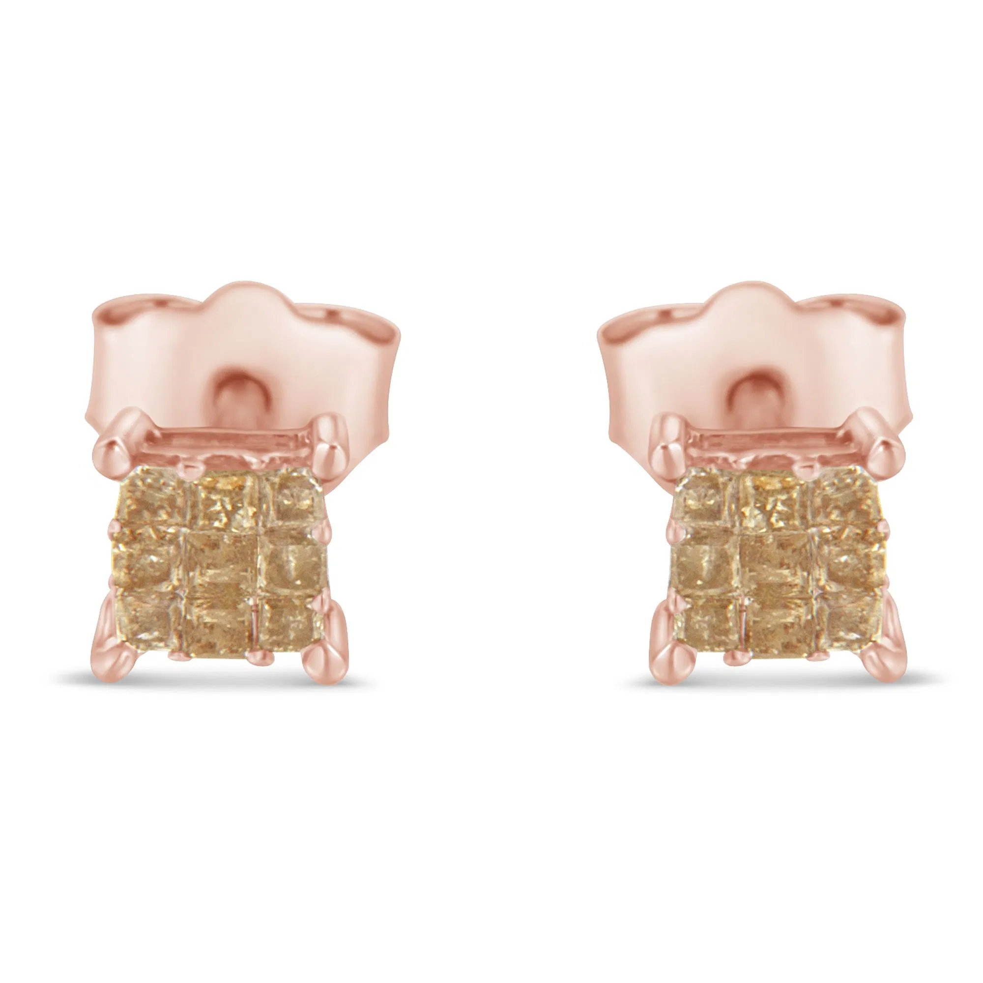 Sterling Silver Princess Diamond Stud Earring (0.25 cttw, I-J Color, I2-I3 Clarity) - Grocery