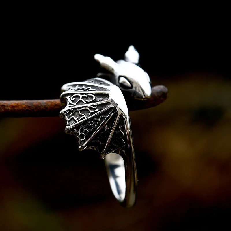 Vintage Distressed Titanium Steel Men's Ring Jewelry - Grocery