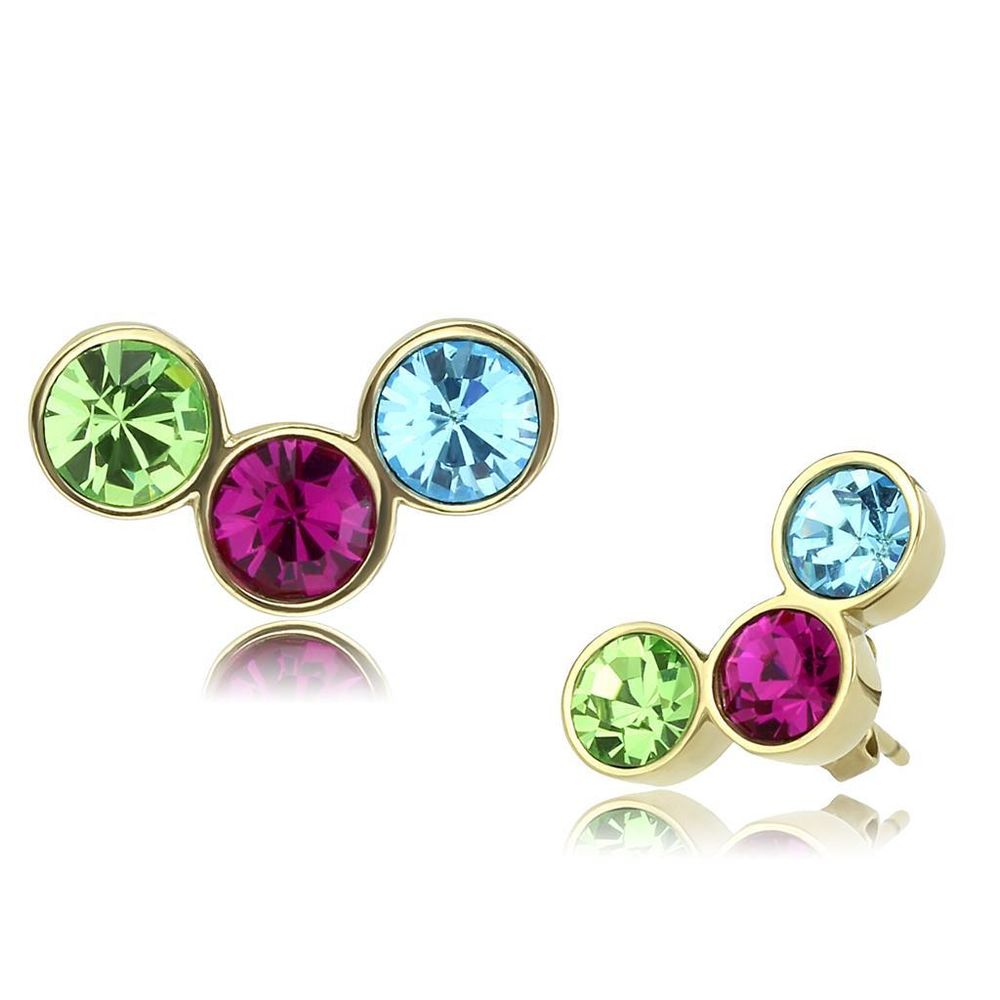 TK3492 - IP Gold(Ion Plating) Stainless Steel Earrings with Top Grade Crystal in Multi Color - Grocery