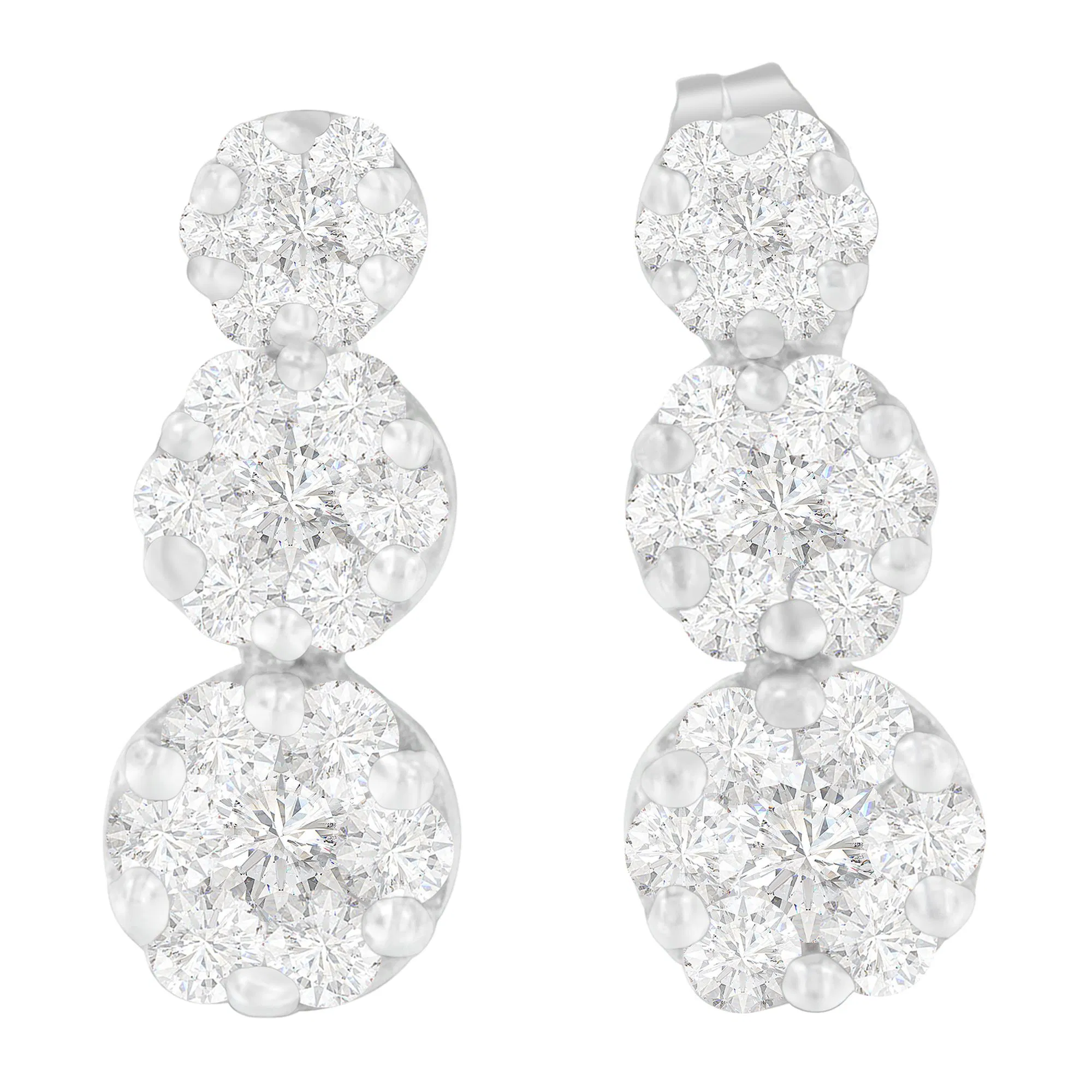 14K White Gold 1 1/2 cttw Round Cut Diamond Earrings (H-I, SI2-I1) - Grocery