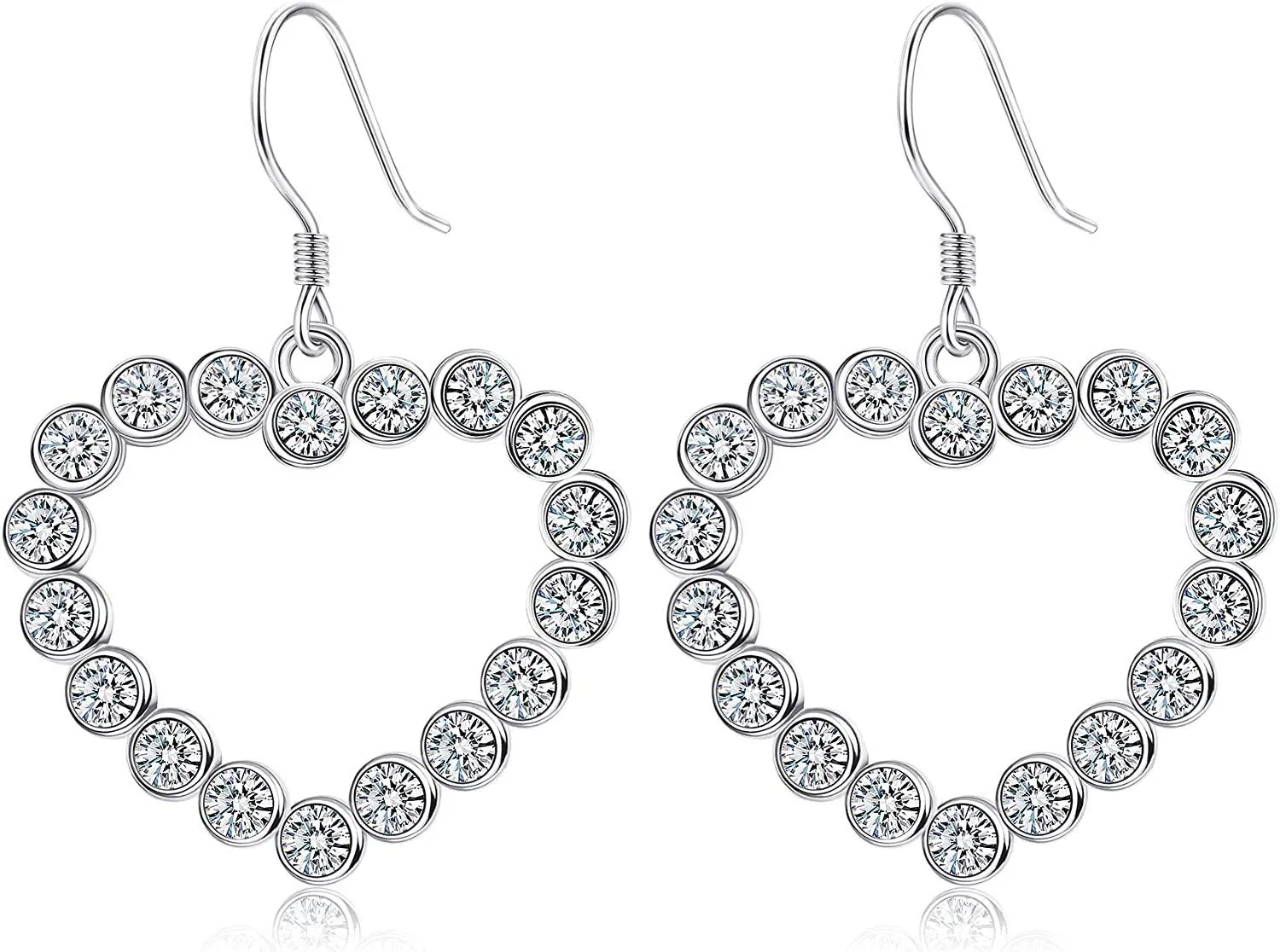 925 Sterling Heart Dangle Earrings for Women Dainty Love Heart Drop Earrings With AAA+ Cubic Zirconia Gift For Anniversary Birthday - Grocery