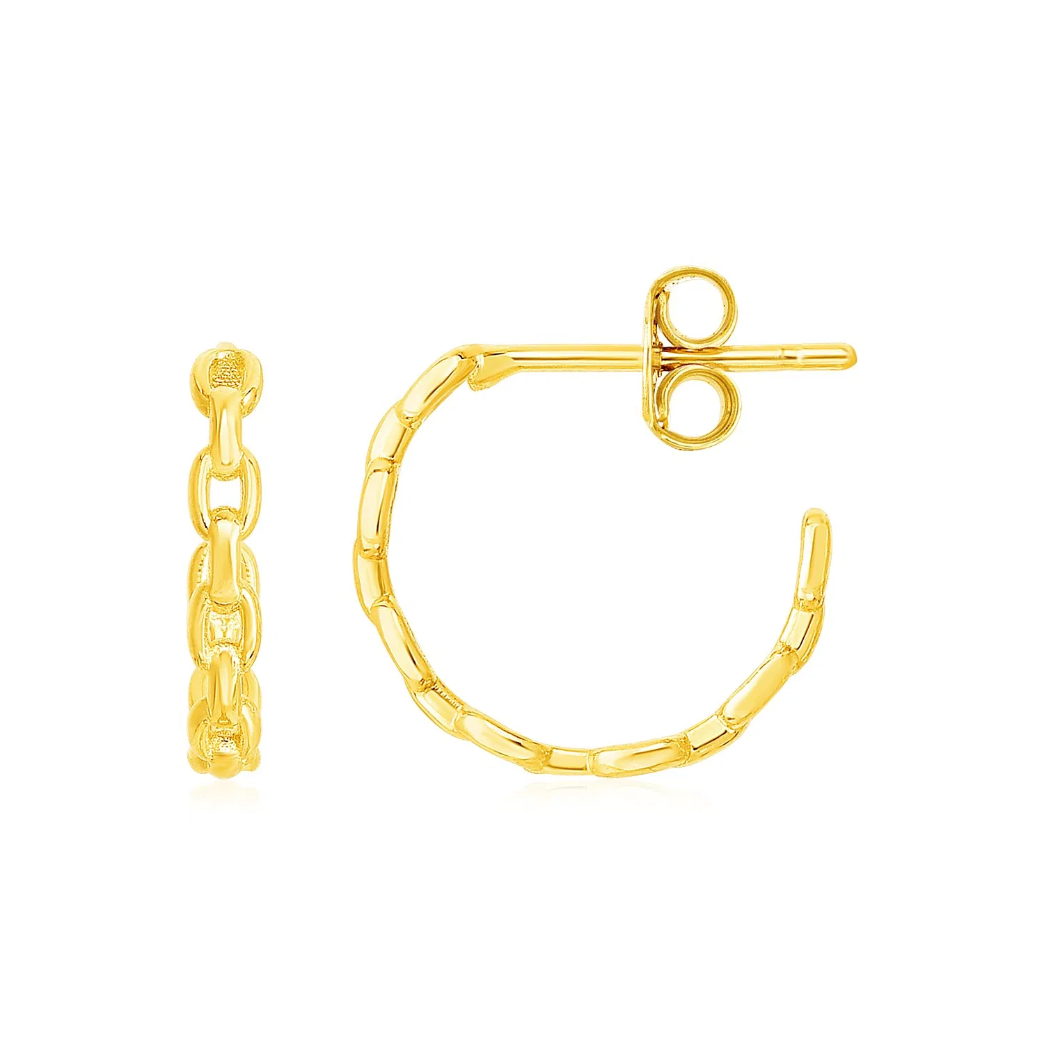 14k Yellow Gold Delicate Chain Hoop Earrings - Grocery