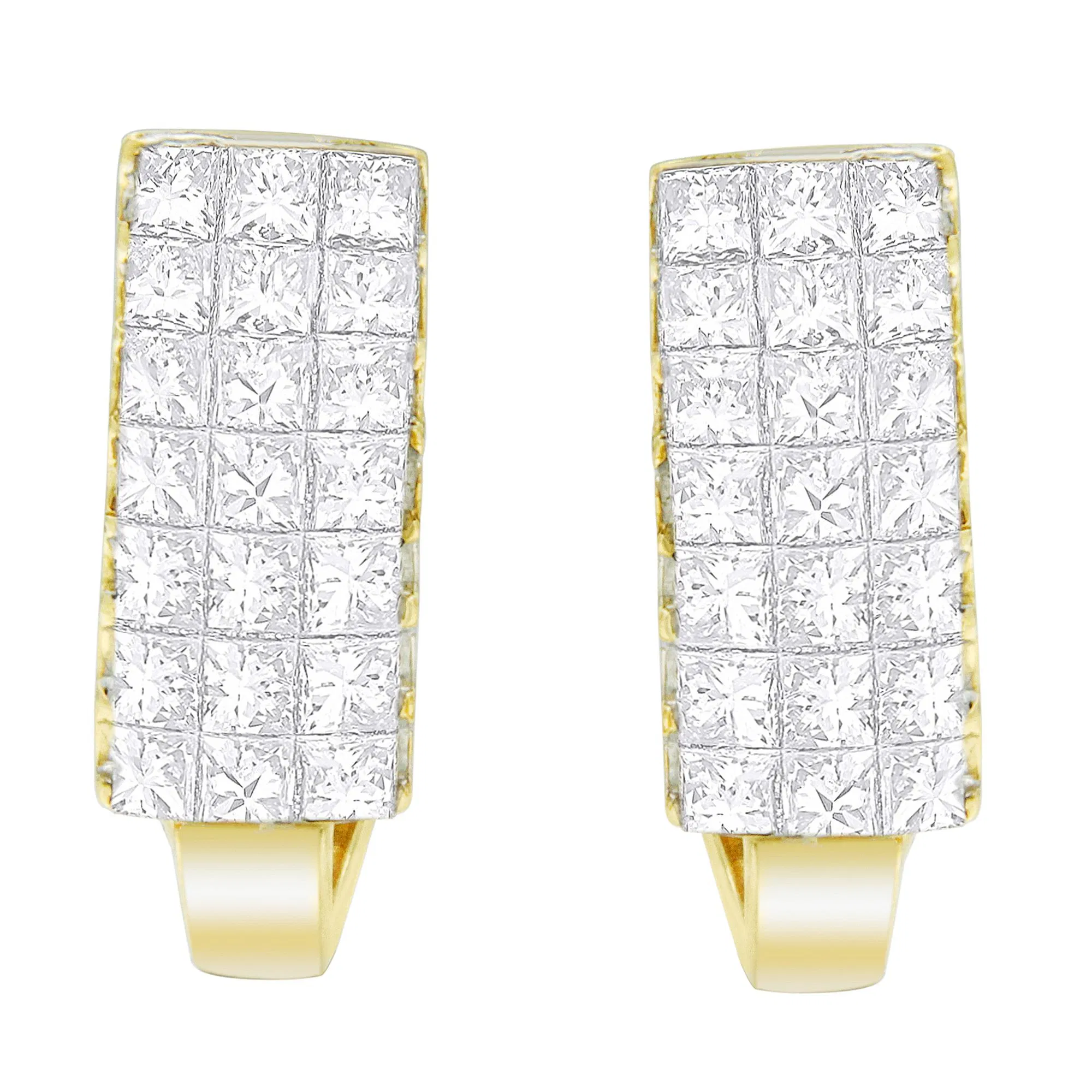 14K Yellow Gold Princess Cut Diamond Composite Long Earrings (3.60 cttw, G-H Color, VS1-VS2 Clarity) - Grocery