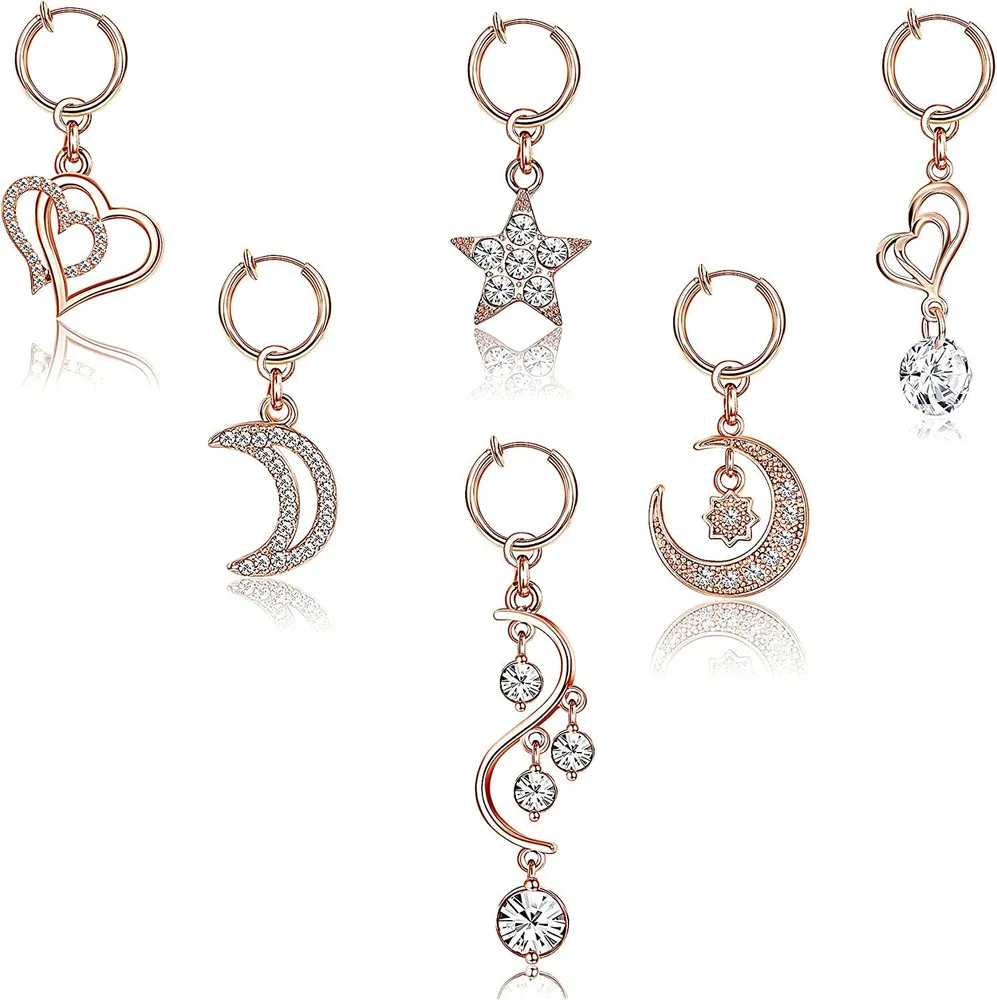 6Pcs Clip on Belly Button Rings Fake Belly Piercing Fake Belly Rings Non Piercing Navel Ring - Grocery