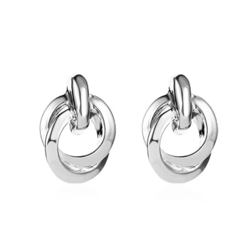 Women Eardrop Earrings Post Double Round Twisted Stud Earrings Drop Dangle Fine Jewelry Gifts for Her - Grocery