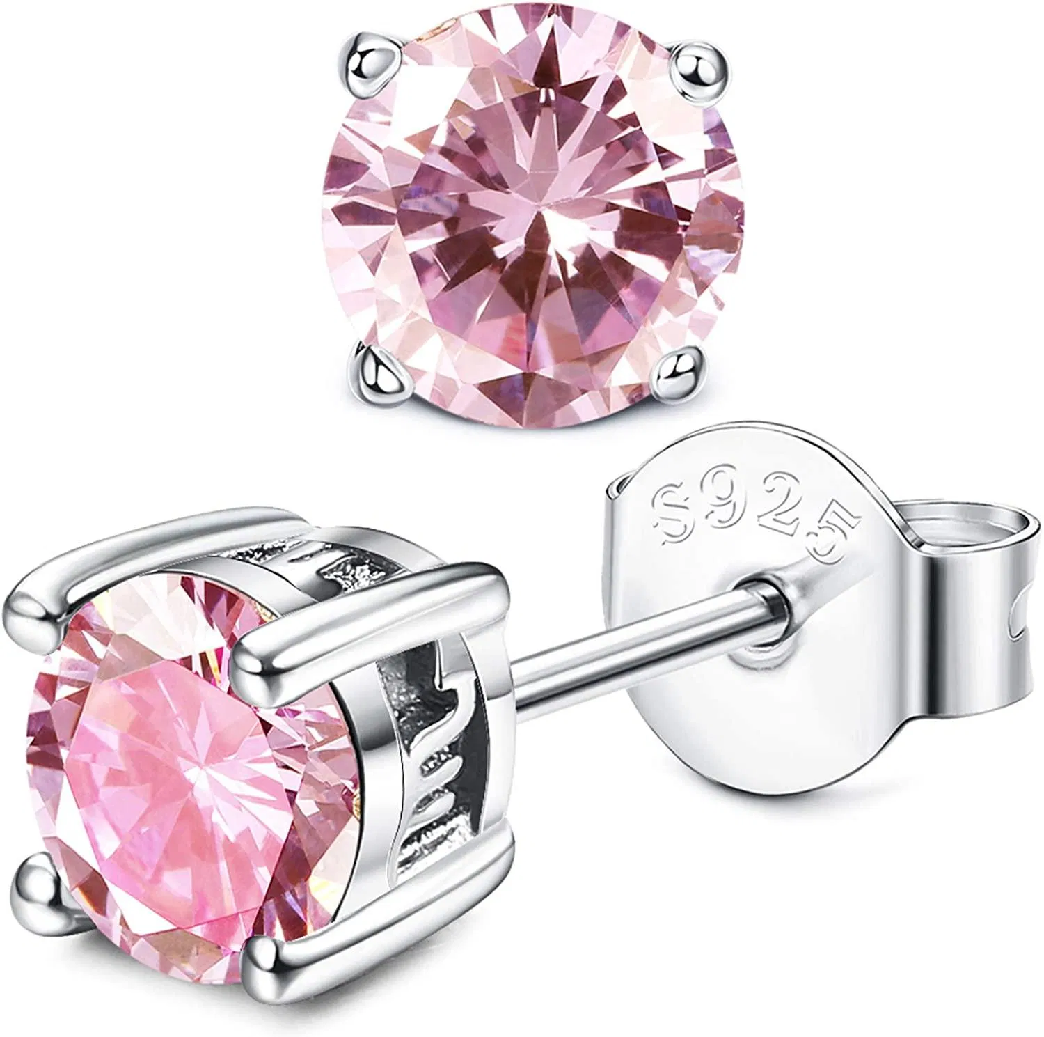 925 Sterling Silver Birthstone Earrings for Women Men Horoscope Hypoallergenic Stud Earrings - Grocery