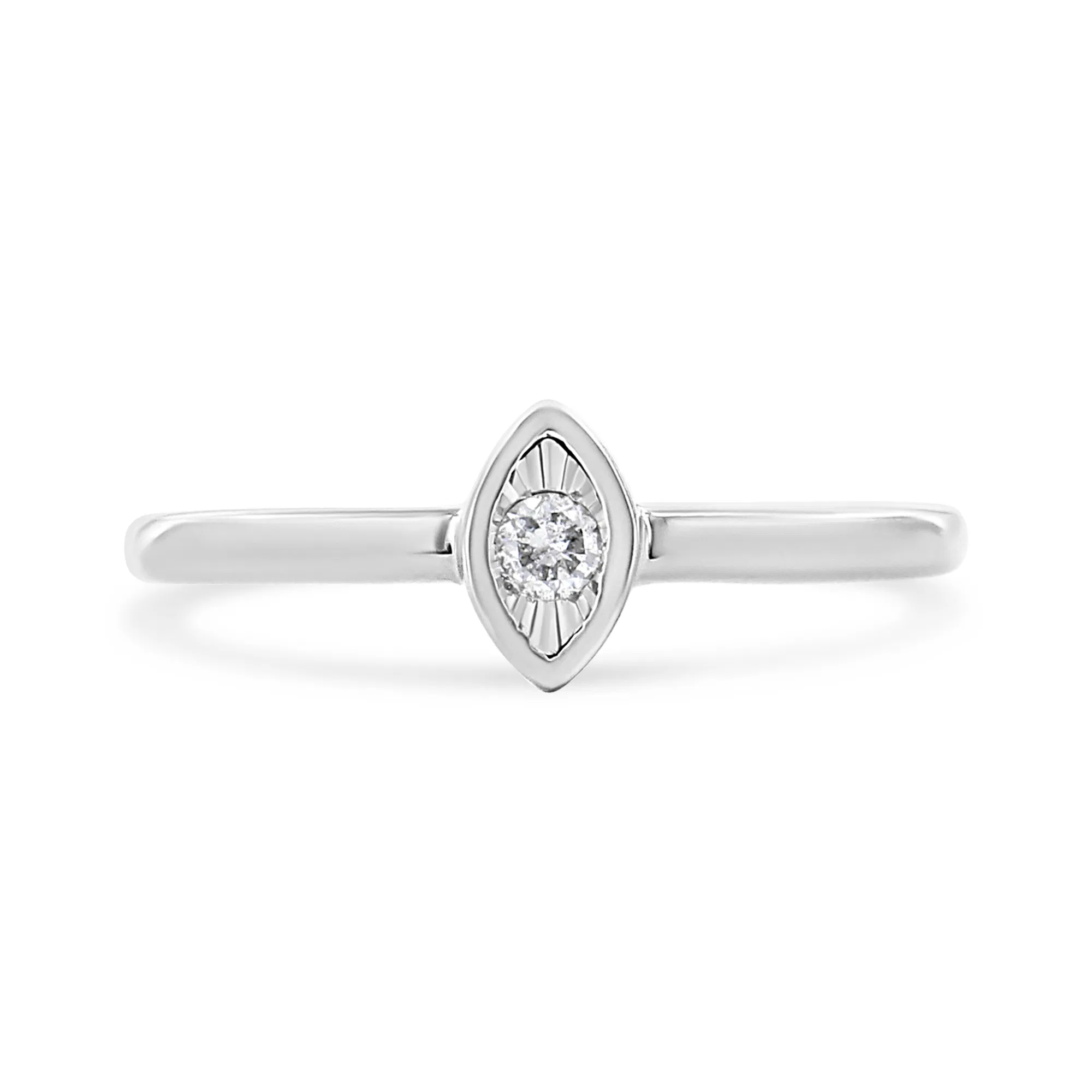 .925 Sterling Silver 1/20 Cttw Diamond Marquise Shaped Promise Ring (J-K, I1-I2) - Grocery