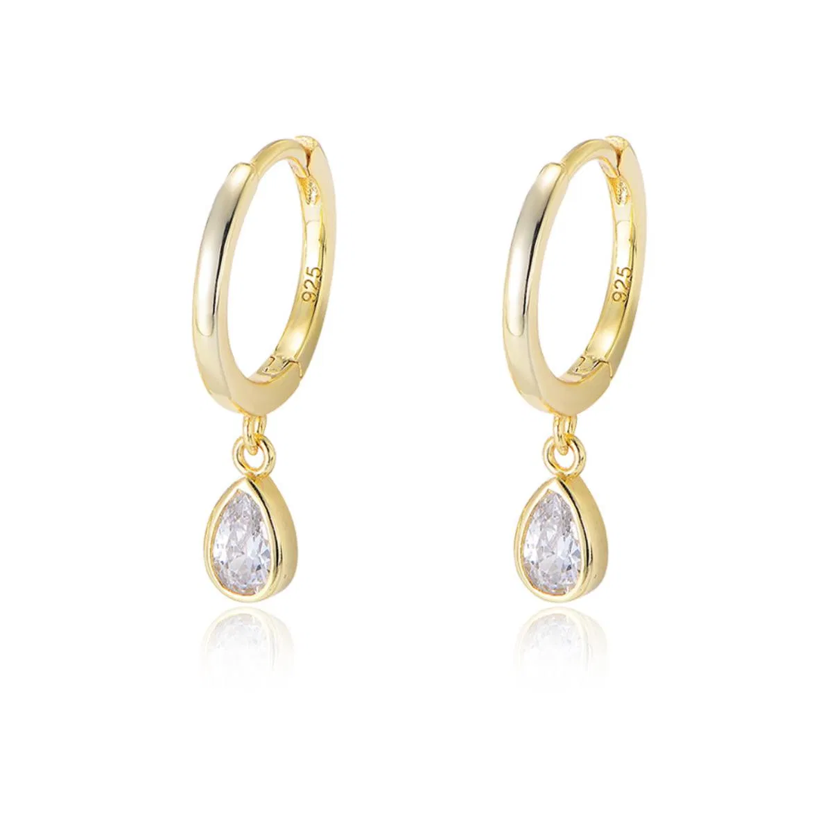 Womens Teardrop Zircon Earrings Classic Vintage C-shaped Earring Clasp Matched with Evening Dress, Casual Wear, Daily Wear - Grocery