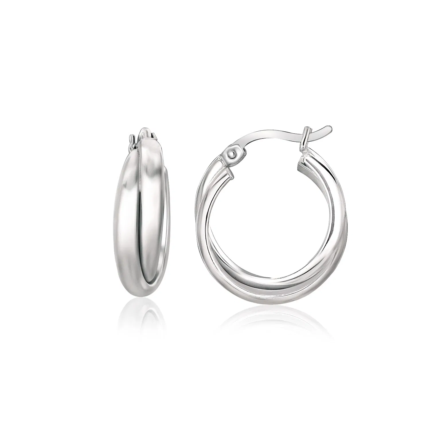 Sterling Silver Dual Round Entwined Hoop Earrings - Grocery